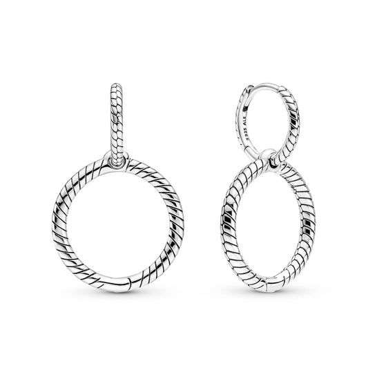 Pandora Moments Charm Double Hoop Earrings Premium Fashion Jewelry Gift Collection