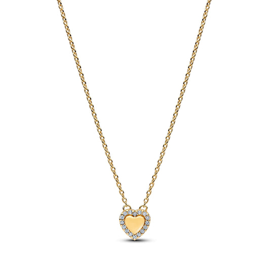 Engravable Heart Halo Collier Necklace Premium Fashion Jewelry Gift Collection
