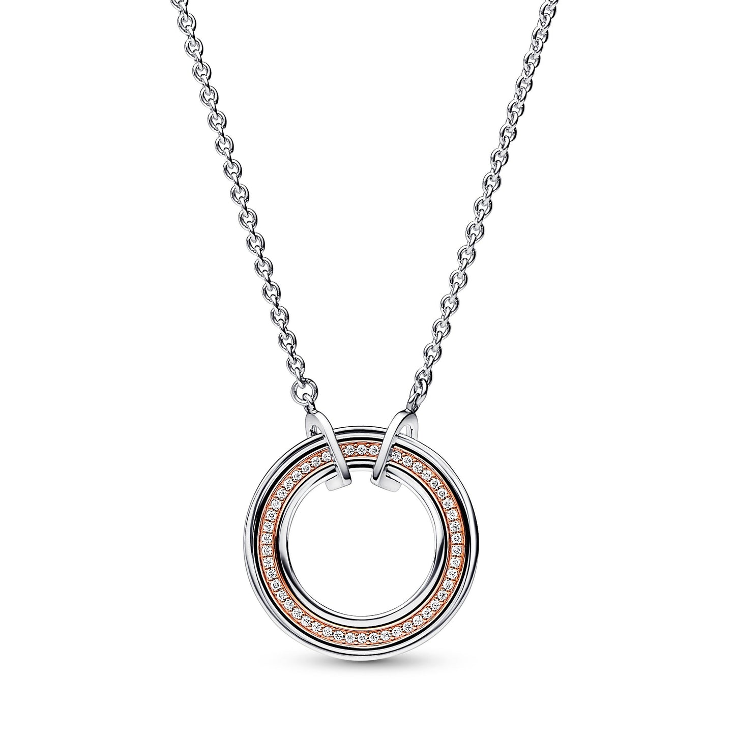 Pandora Signature Two tone Logo & Pavé Necklace Premium Fashion Jewelry Gift Collection