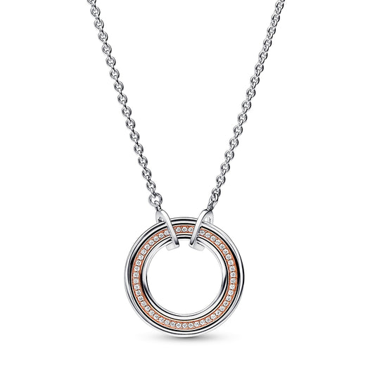 Pandora Signature Two tone Logo & Pavé Necklace Premium Fashion Jewelry Gift Collection