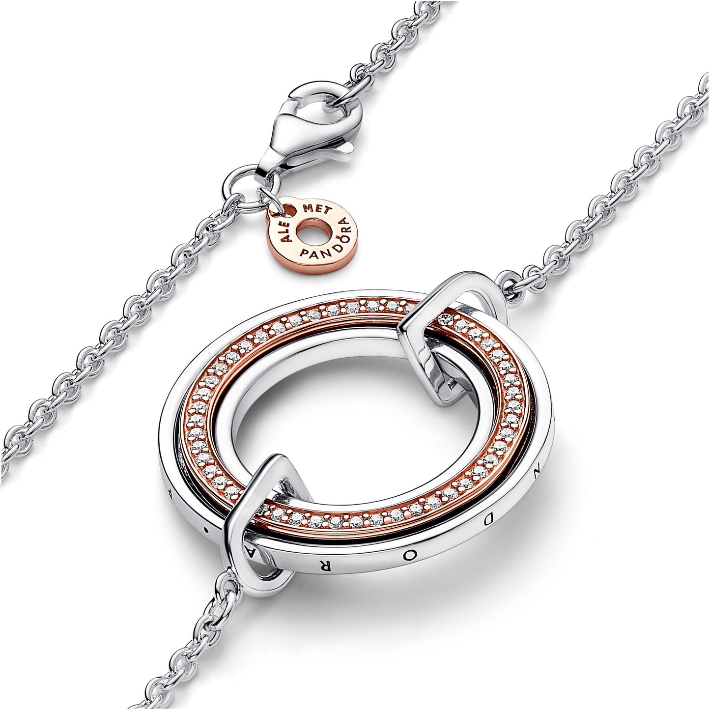 Pandora Signature Two tone Logo & Pavé Necklace Premium Fashion Jewelry Gift Collection