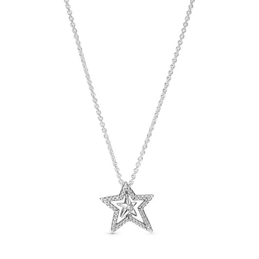 Pavé Asymmetric Star Collier Necklace Premium Fashion Jewelry Gift Collection