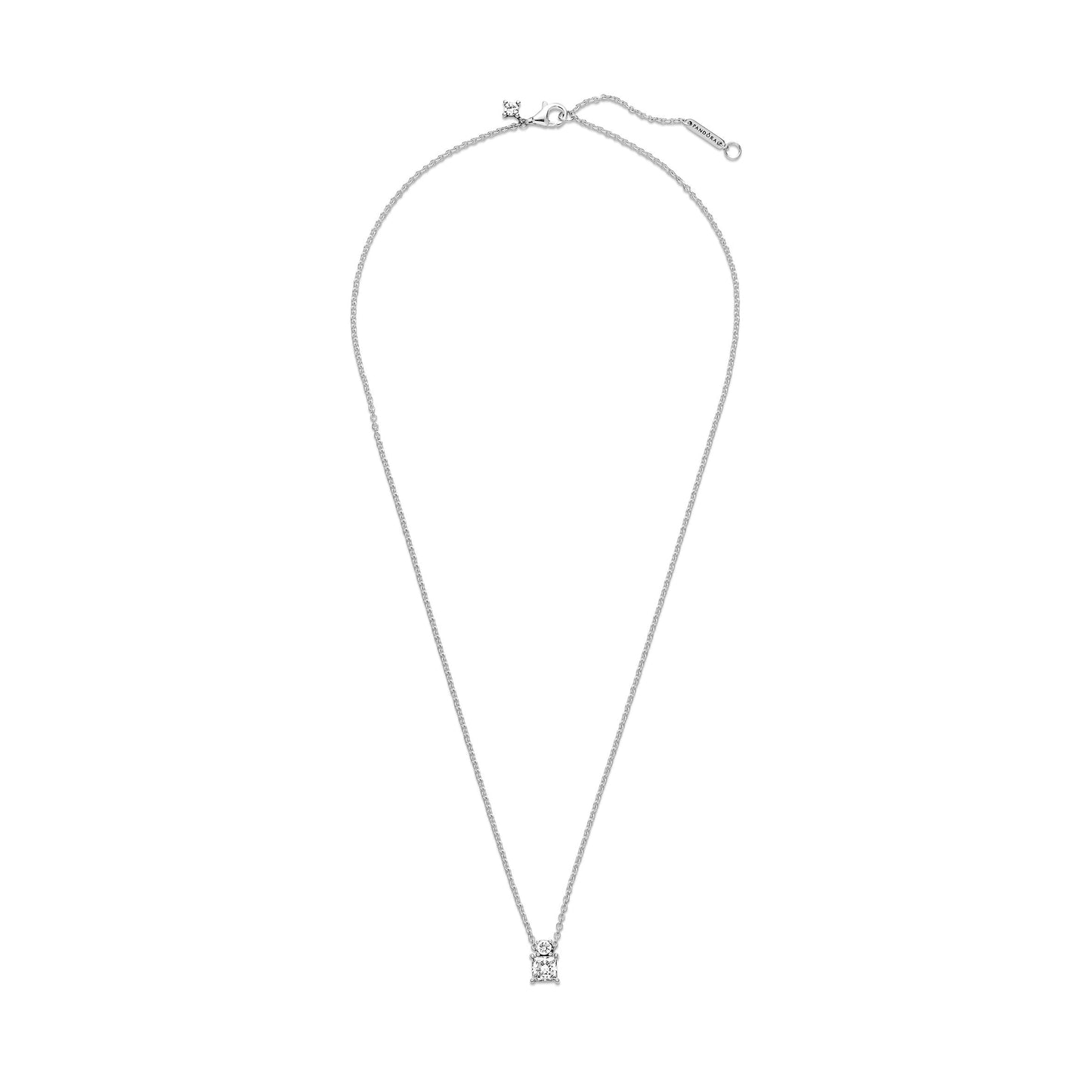 Sparkling Collier Round & Square Pendant Necklace Premium Fashion Jewelry Gift Collection