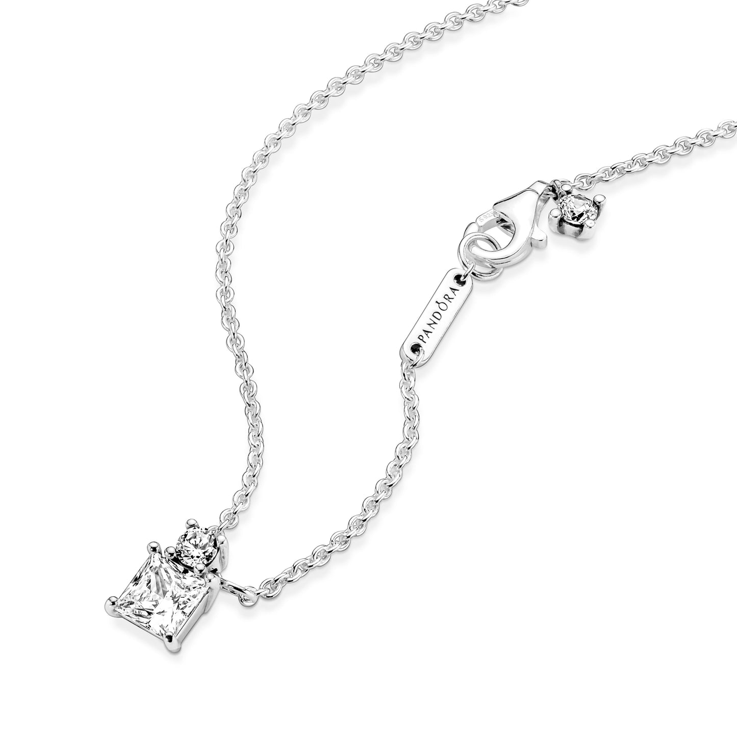 Sparkling Collier Round & Square Pendant Necklace Premium Fashion Jewelry Gift Collection
