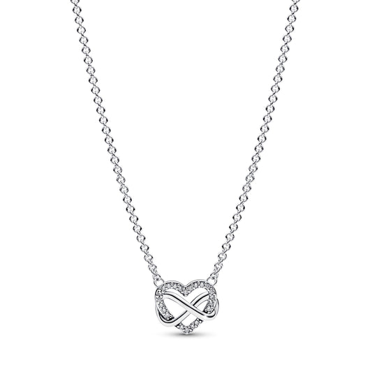 Sparkling Infinity Heart Collier Necklace Premium Fashion Jewelry Gift Collection