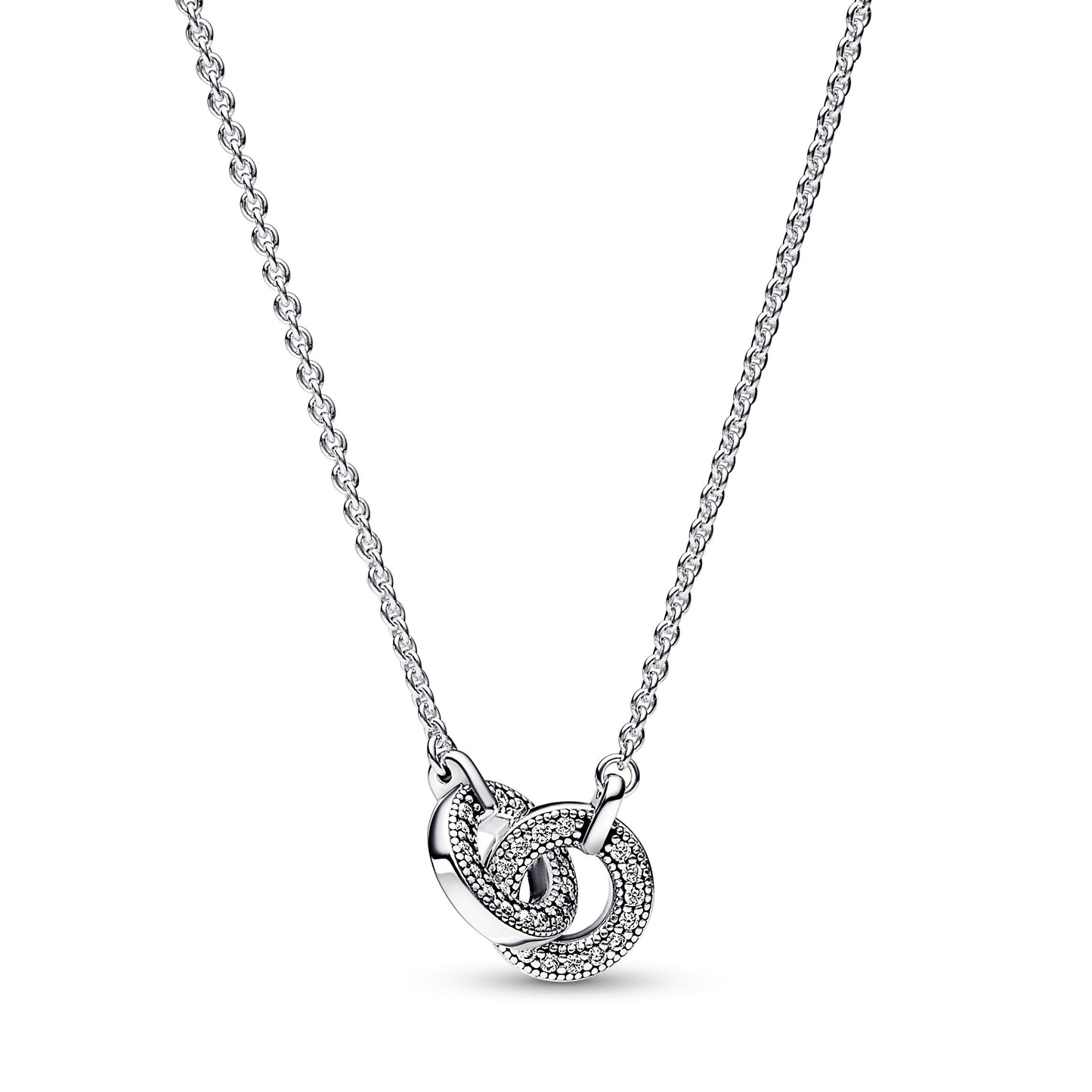 Pandora Signature Intertwined Pavé Pendant Necklace Premium Fashion Jewelry Gift Collection