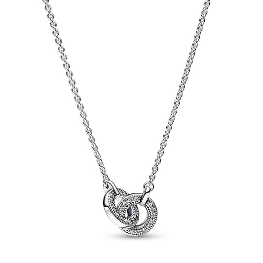 Pandora Signature Intertwined Pavé Pendant Necklace Premium Fashion Jewelry Gift Collection