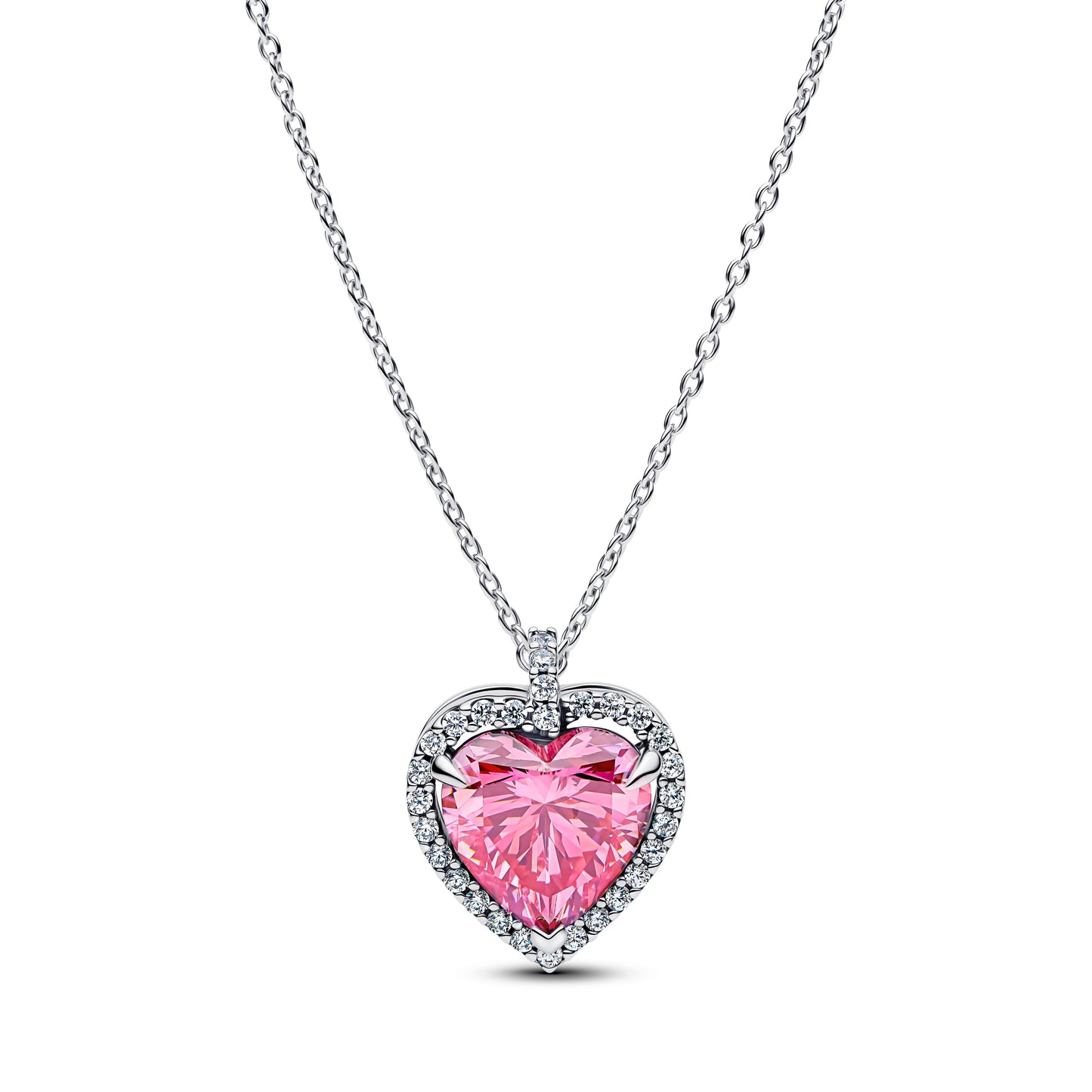 Pink Halo Heart Collier Necklace Premium Fashion Jewelry Gift Collection