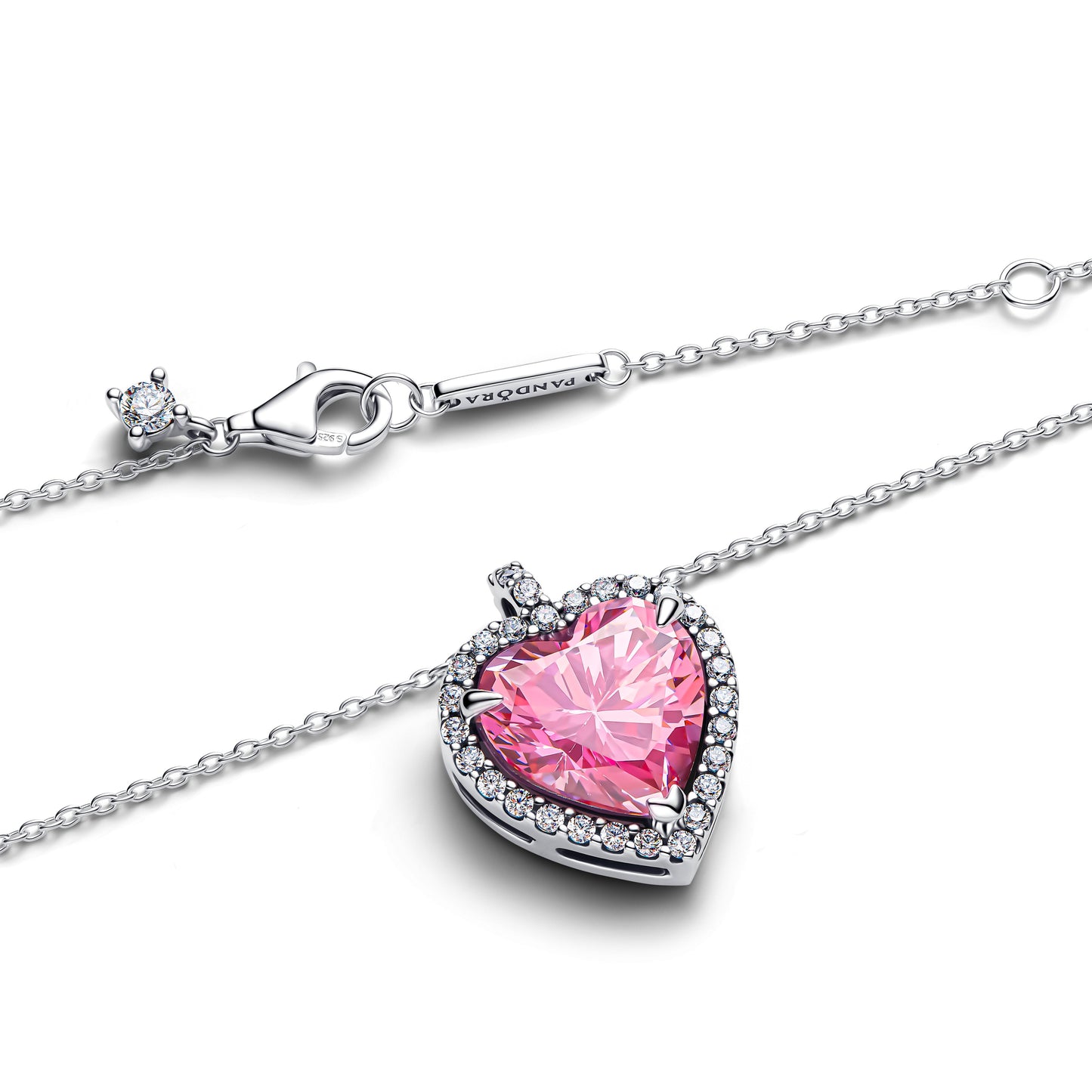 Pink Halo Heart Collier Necklace Premium Fashion Jewelry Gift Collection