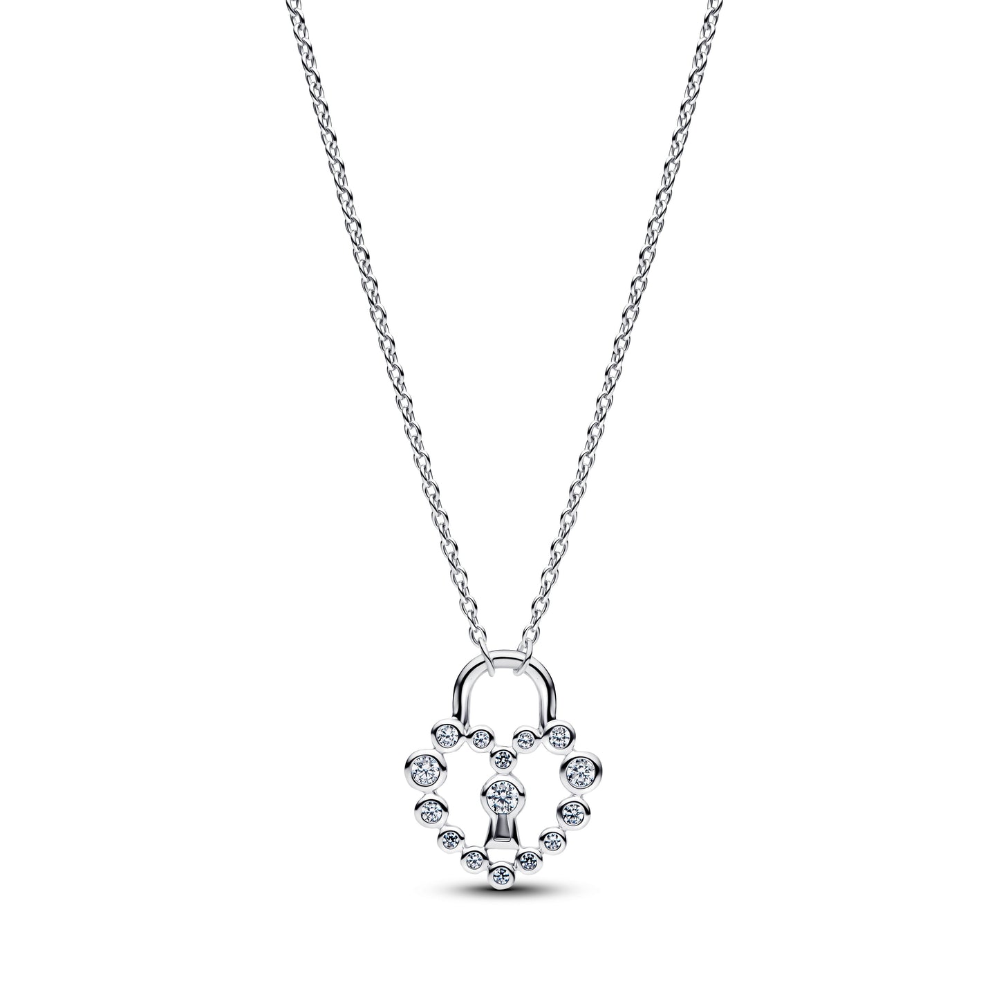 Sparkling Heart Padlock Pendant Necklace Premium Fashion Jewelry Gift Collection