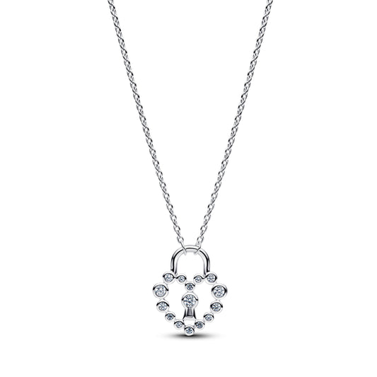 Sparkling Heart Padlock Pendant Necklace Premium Fashion Jewelry Gift Collection