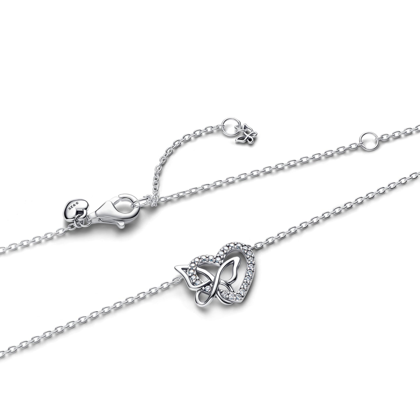 Entwined Heart & Butterfly Pendant Necklace Premium Fashion Jewelry Gift Collection