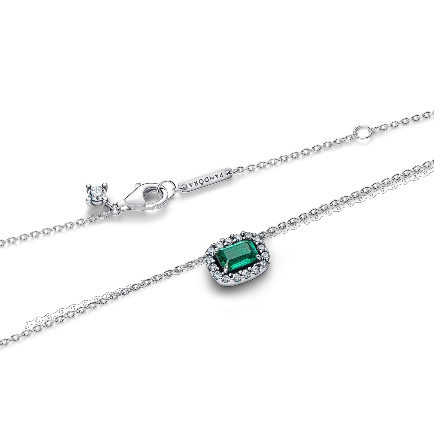 Rectangular Sparkling Green Halo Pendant Necklace Premium Fashion Jewelry Gift Collection