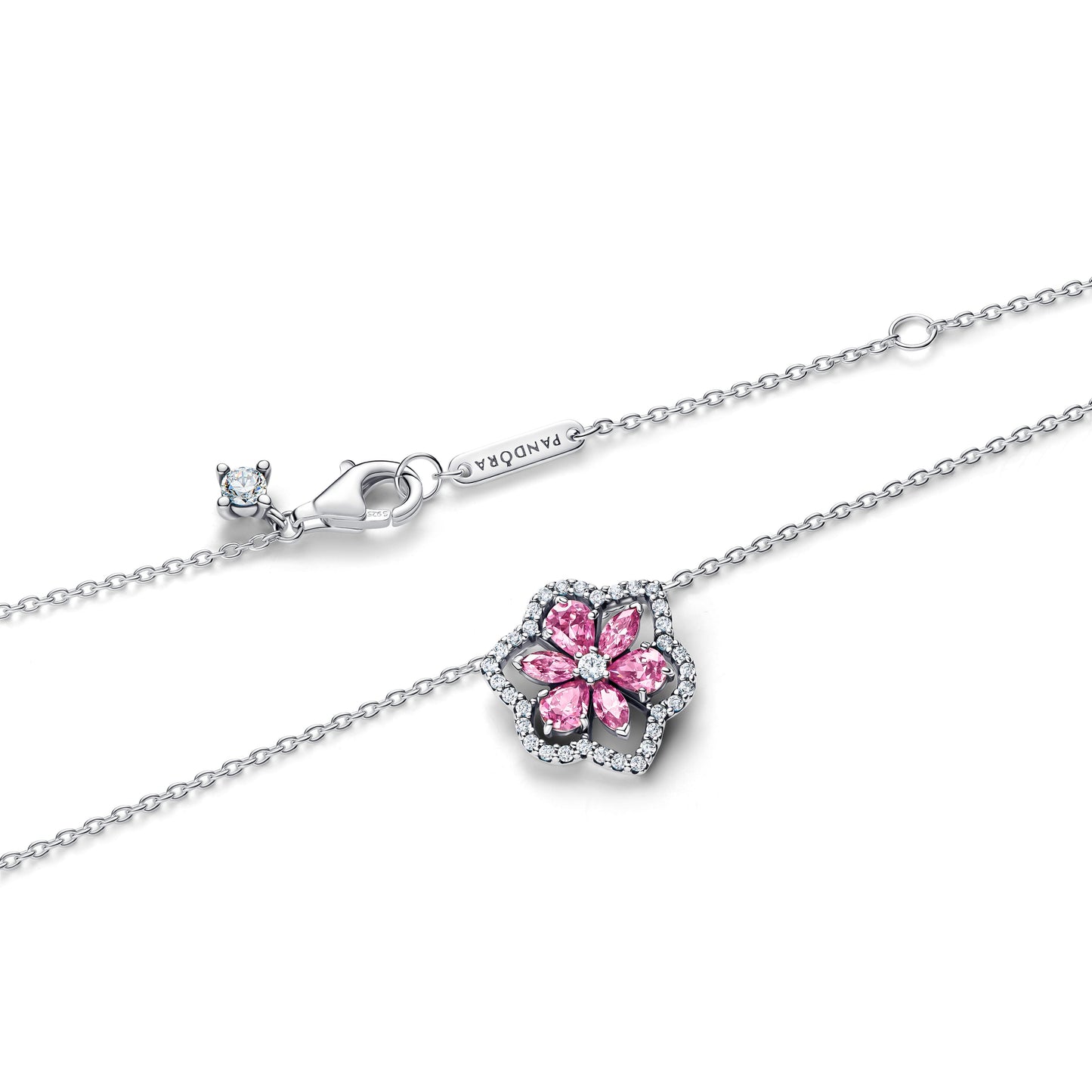 Herbarium Sparkling Pink Flower Pendant Necklace Premium Fashion Jewelry Gift Collection
