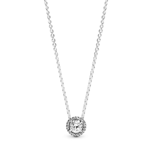 Round Sparkle Halo Necklace Premium Fashion Jewelry Gift Collection