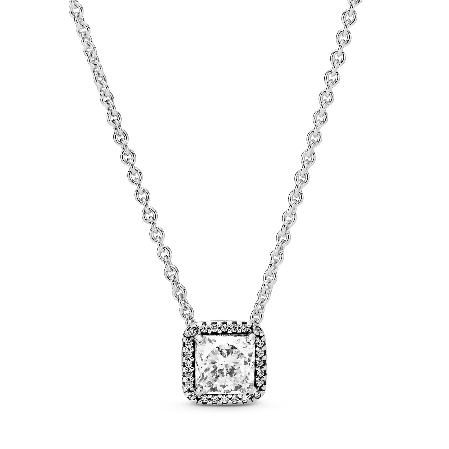 Square Sparkle Halo Necklace Premium Fashion Jewelry Gift Collection