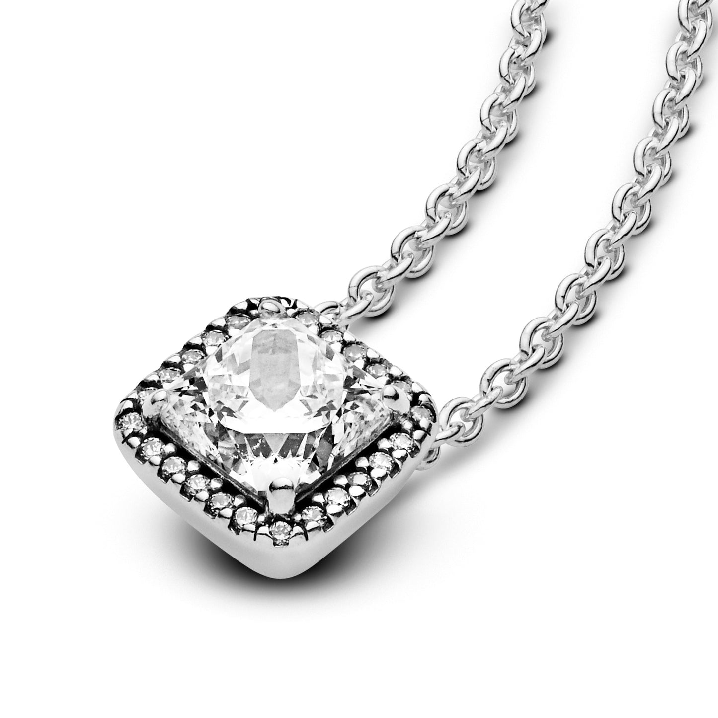 Square Sparkle Halo Necklace Premium Fashion Jewelry Gift Collection