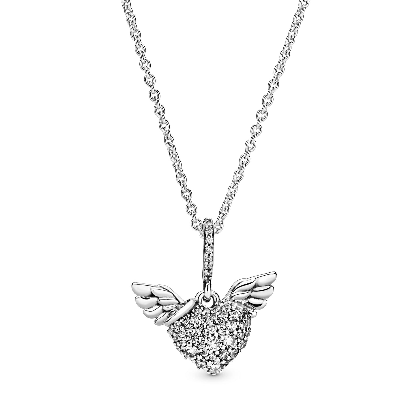 Pavé Heart & Angel Wings Necklace Premium Fashion Jewelry Gift Collection