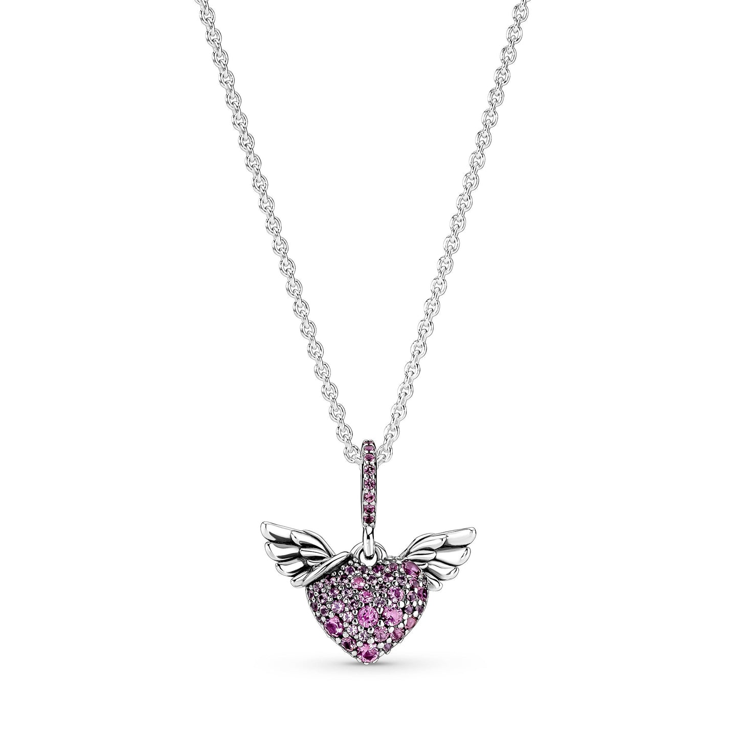 Pavé Heart & Angel Wings Necklace Premium Fashion Jewelry Gift Collection