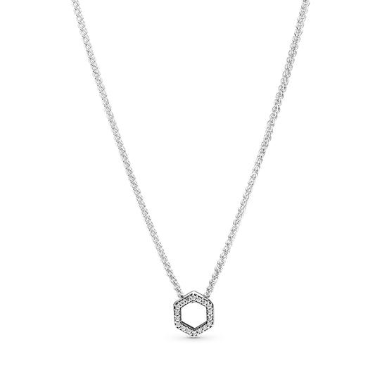 Sparkling Honeycomb Hexagon Collier Necklace Premium Fashion Jewelry Gift Collection