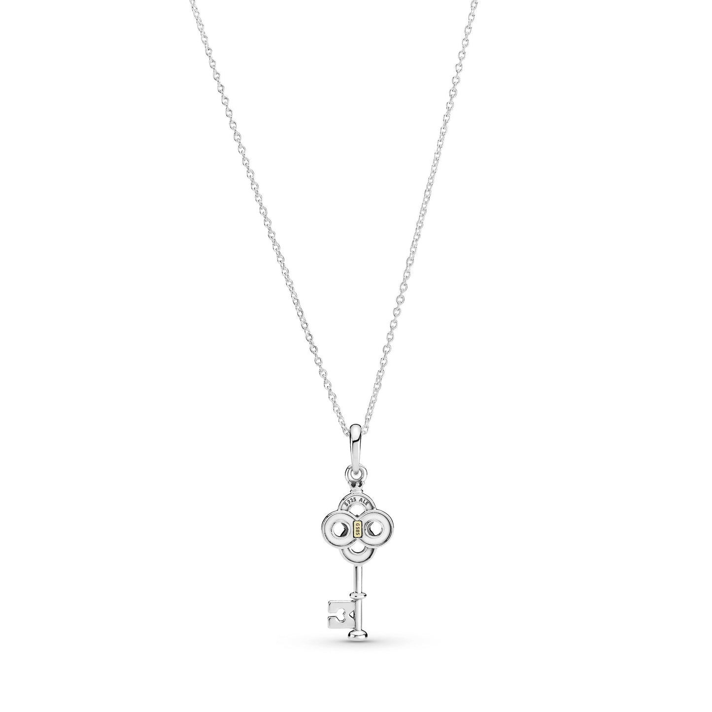Two-tone Key & Flower Necklace Premium Fashion Jewelry Gift Collection