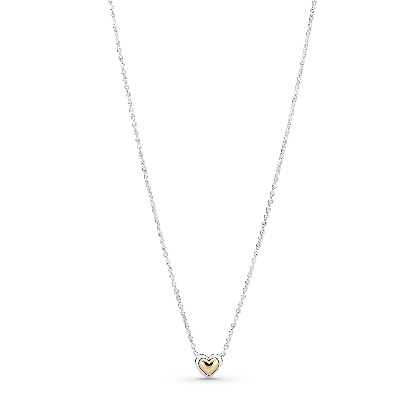 Domed Golden Heart Collier Necklace Premium Fashion Jewelry Gift Collection