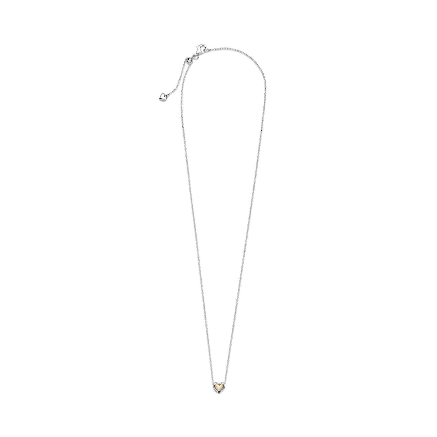 Domed Golden Heart Collier Necklace Premium Fashion Jewelry Gift Collection
