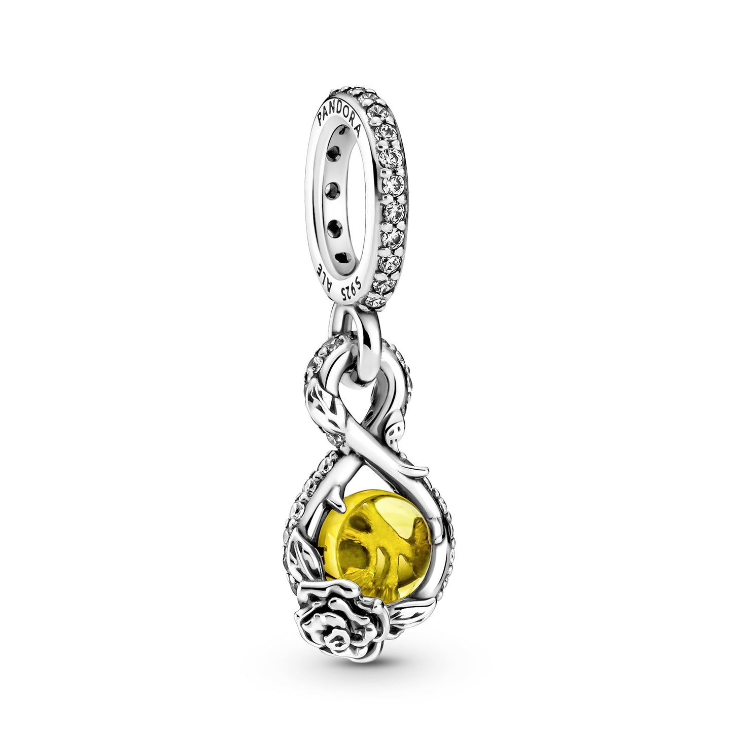 Disney Belle Infinity & Rose Flower Pendant Premium Fashion Jewelry Gift Collection