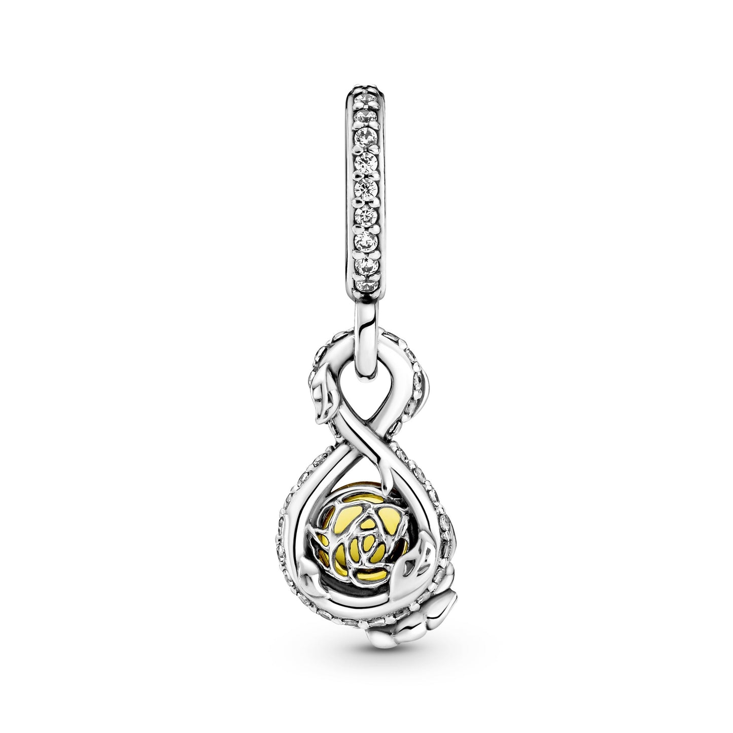Disney Belle Infinity & Rose Flower Pendant Premium Fashion Jewelry Gift Collection