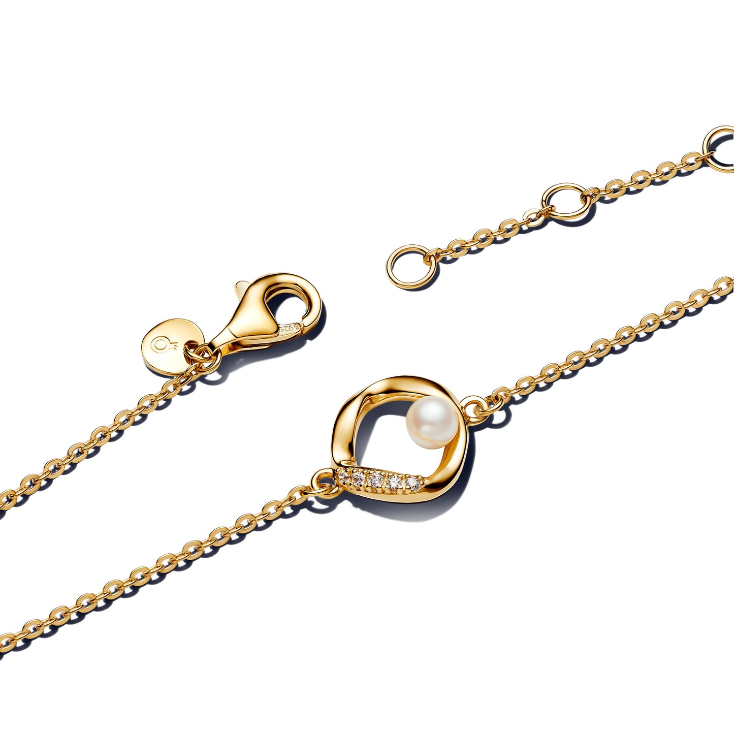 Organically Shaped Pavé Circle & Treated Freshwater Cultured Pearl Bracelet Premium Fashion Jewelry Gift Collection