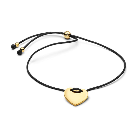 Engravable Heart Black Cord Slider Bracelet Premium Fashion Jewelry Gift Collection