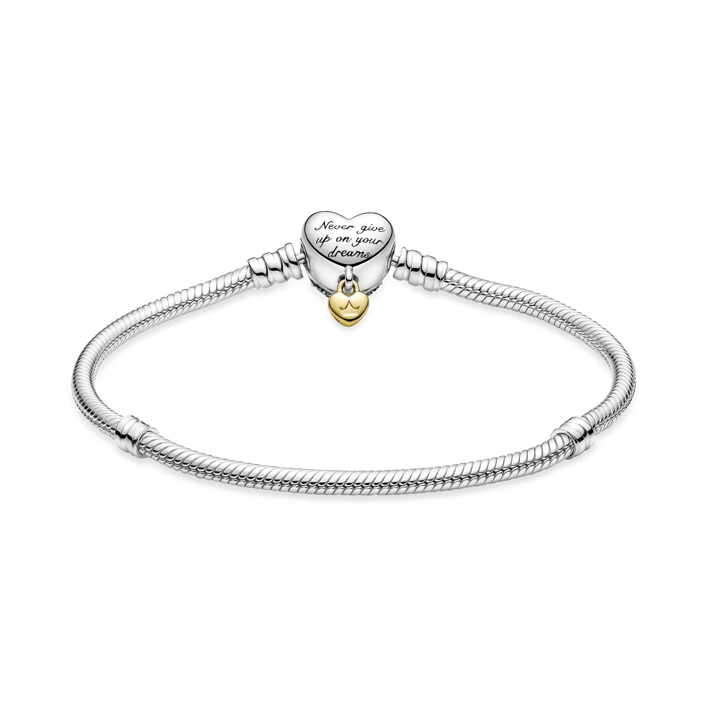 Disney Princess Pandora Moments Heart Snake Chain Bracelet Premium Fashion Jewelry Gift Collection