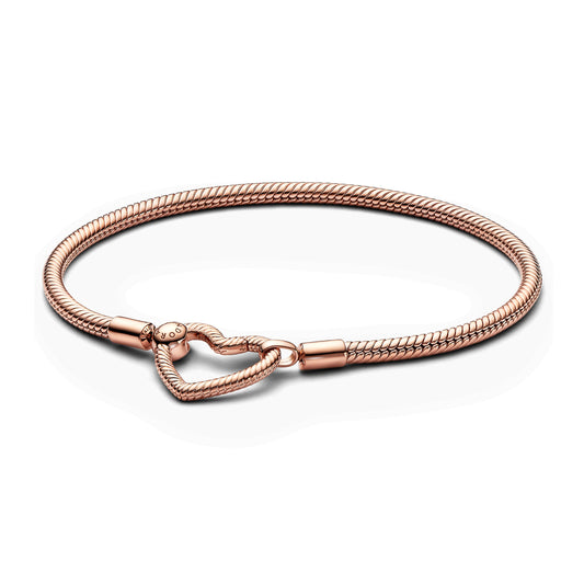 Pandora Moments Heart Closure Snake Chain Bracelet Premium Fashion Jewelry Gift Collection