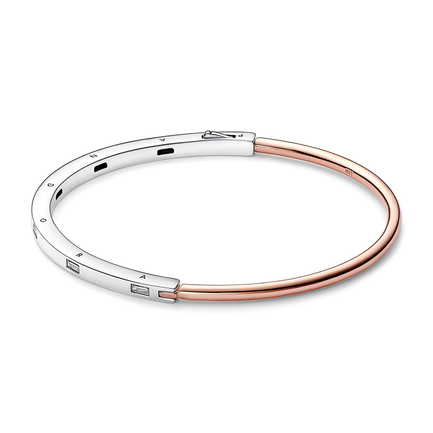 Pandora Signature Two-tone I-D Pavé Bangle Premium Fashion Jewelry Gift Collection