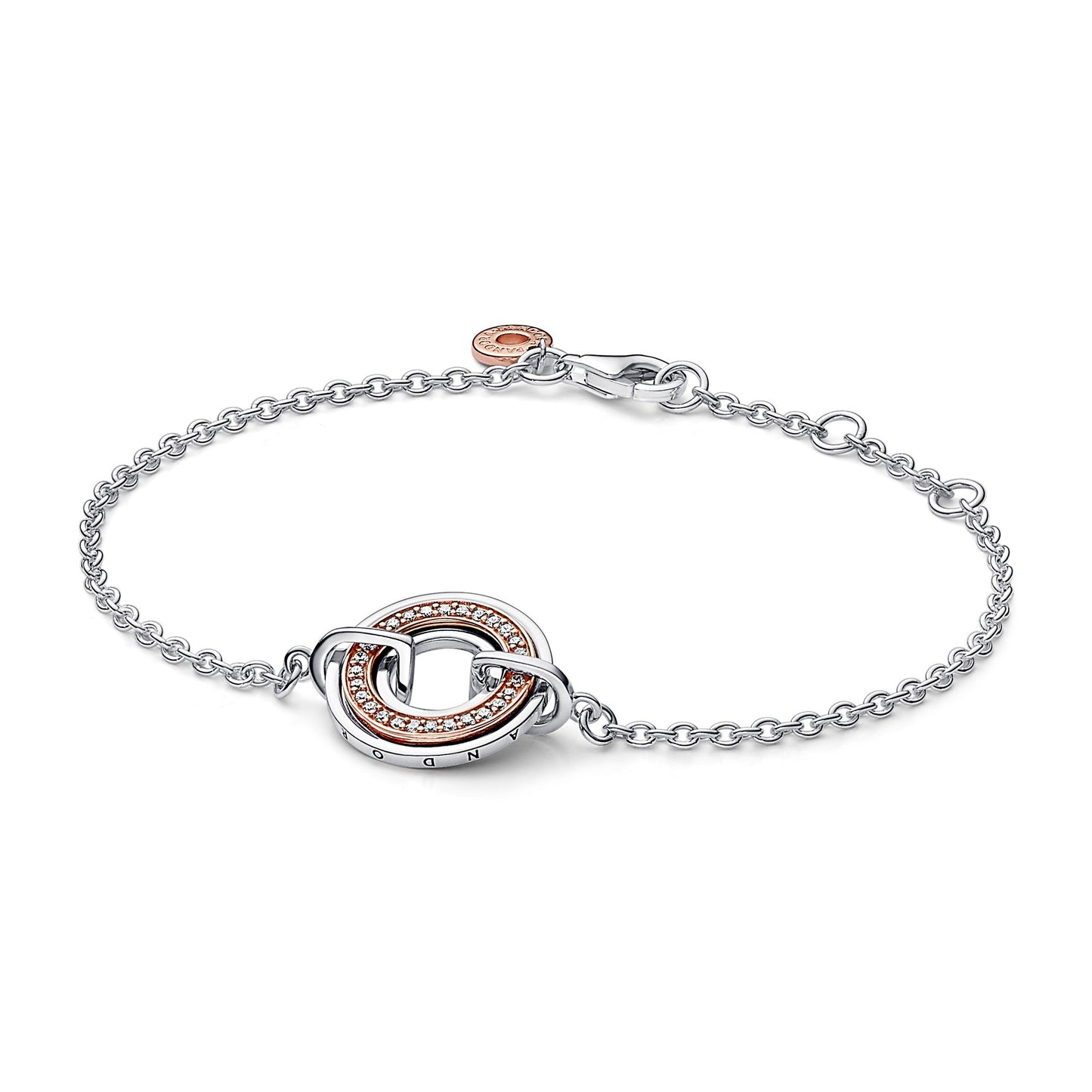 Pandora Signature Two Two-tone Logo & Pavé Chain Bracelet Premium Fashion Jewelry Gift Collection