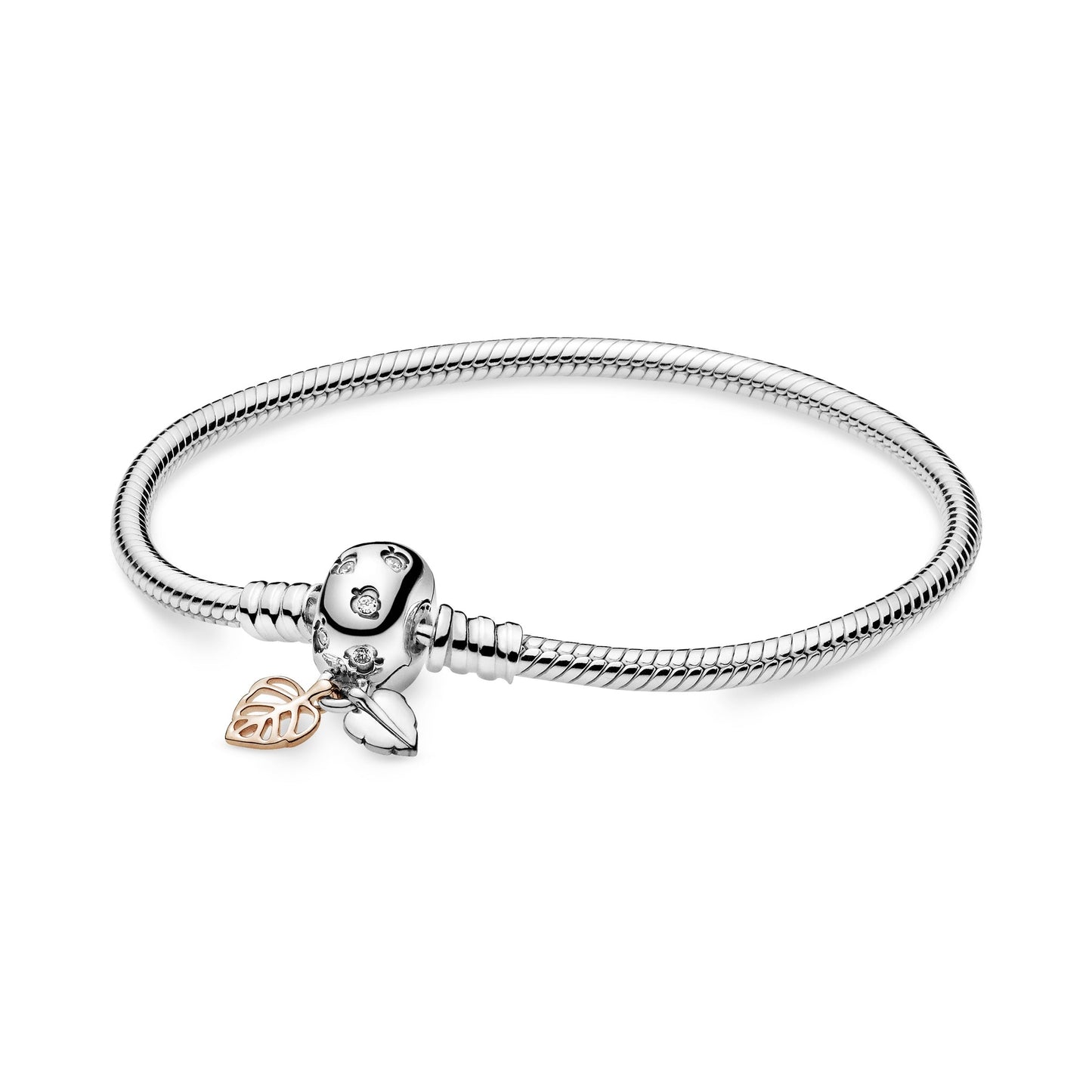 Pandora Moments Leaves & Snake Chain Bracelet Premium Fashion Jewelry Gift Collection