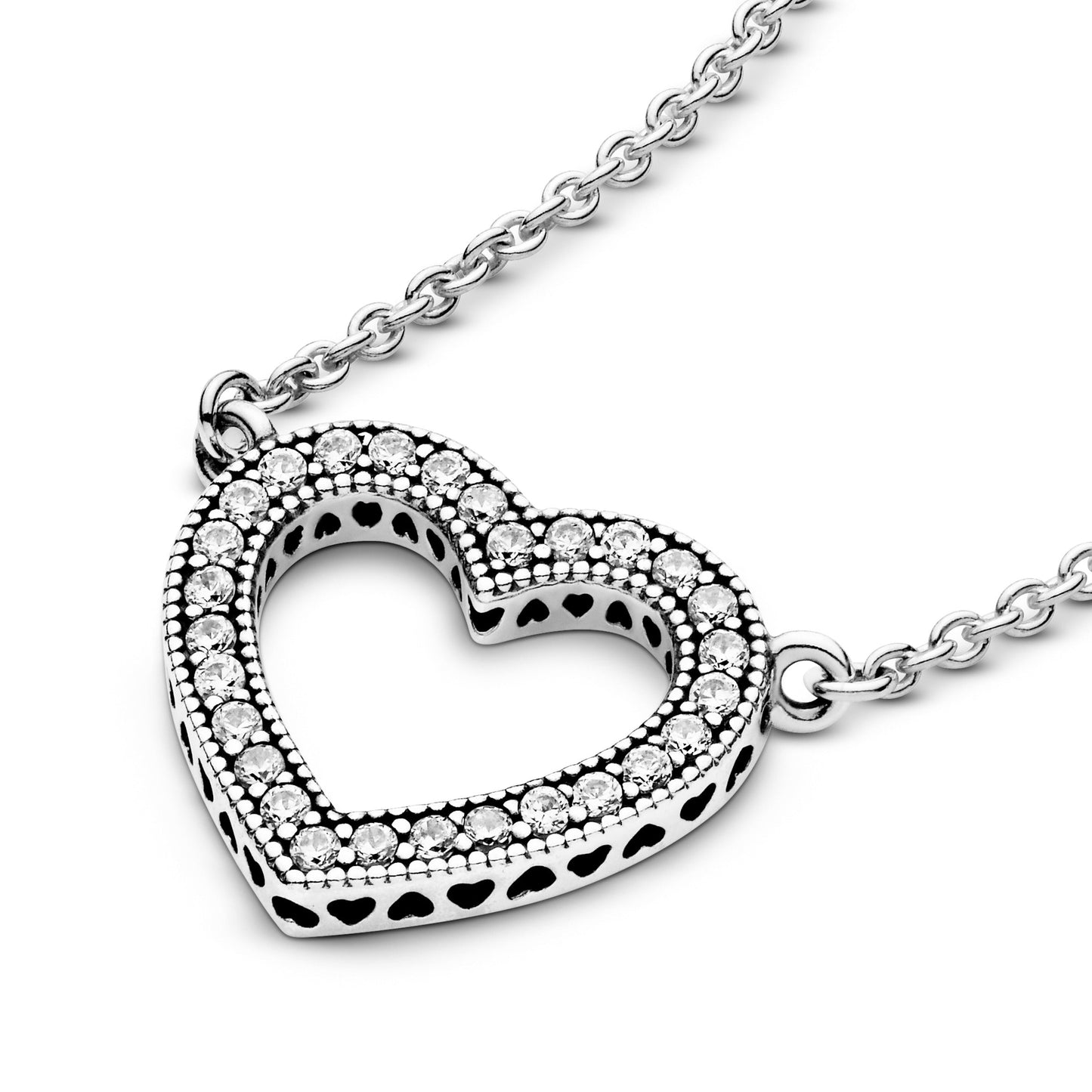 Sparkling Open Heart Necklace Premium Fashion Jewelry Gift Collection