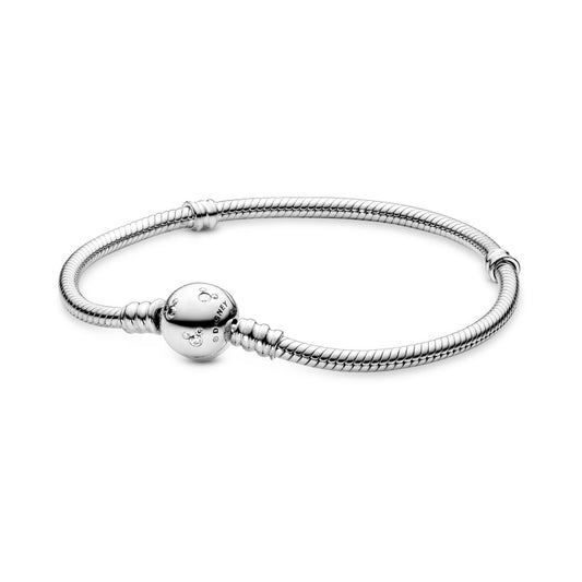 Disney, Pandora Moments Sparkling Mickey Mouse Snake Chain Bracelet Premium Fashion Jewelry Gift Collection
