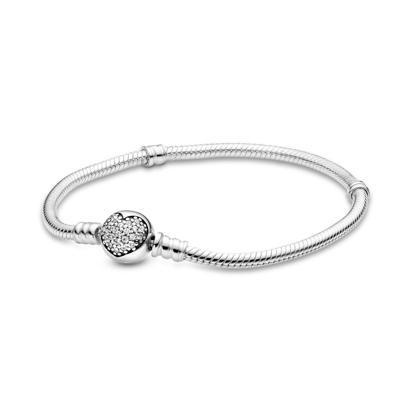 Pandora Moments Sparkling Heart Clasp Snake Chain Bracelet Premium Fashion Jewelry Gift Collection