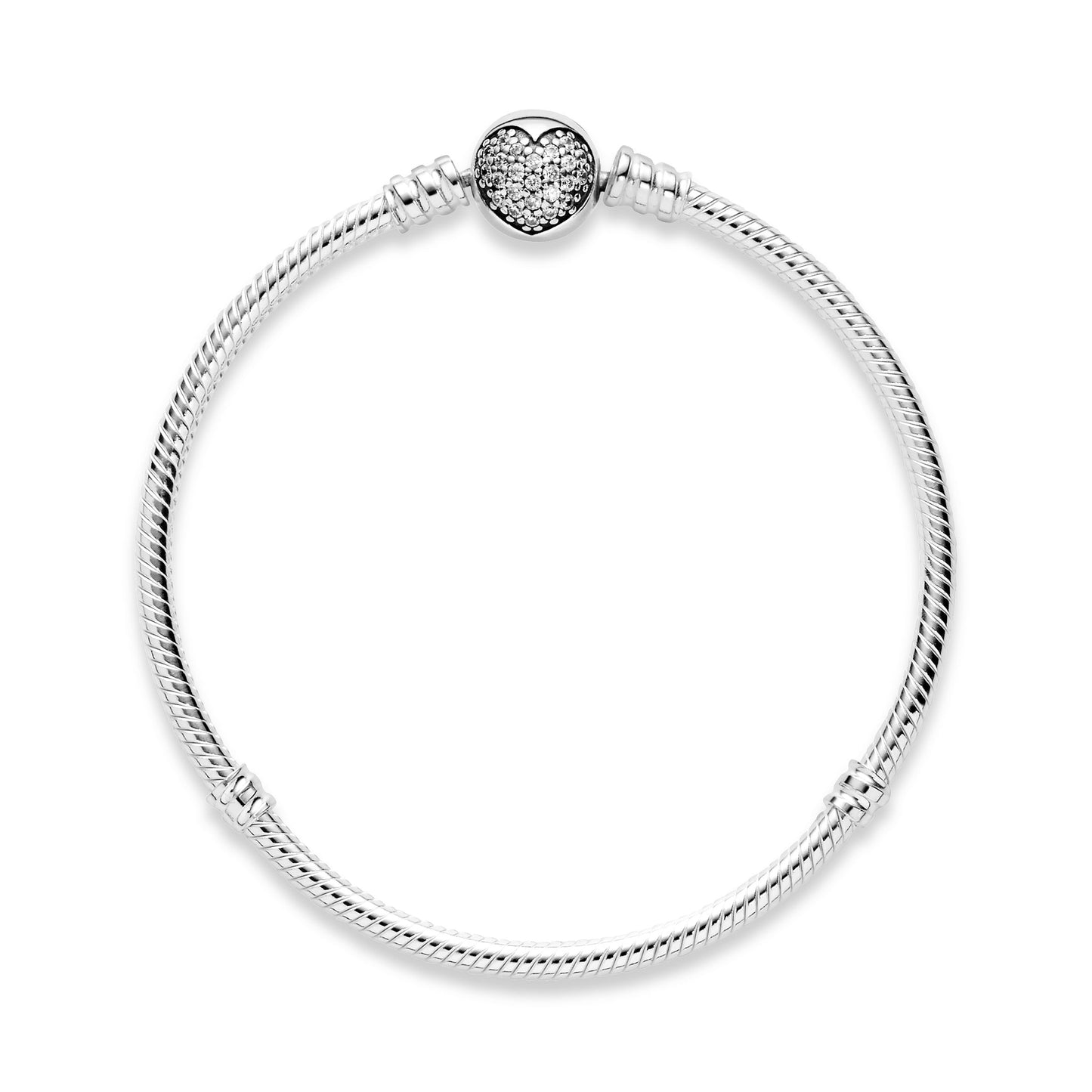 Pandora Moments Sparkling Heart Clasp Snake Chain Bracelet Premium Fashion Jewelry Gift Collection