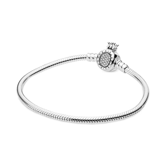 Pandora Moments Crown O Clasp Snake Chain Bracelet Premium Fashion Jewelry Gift Collection