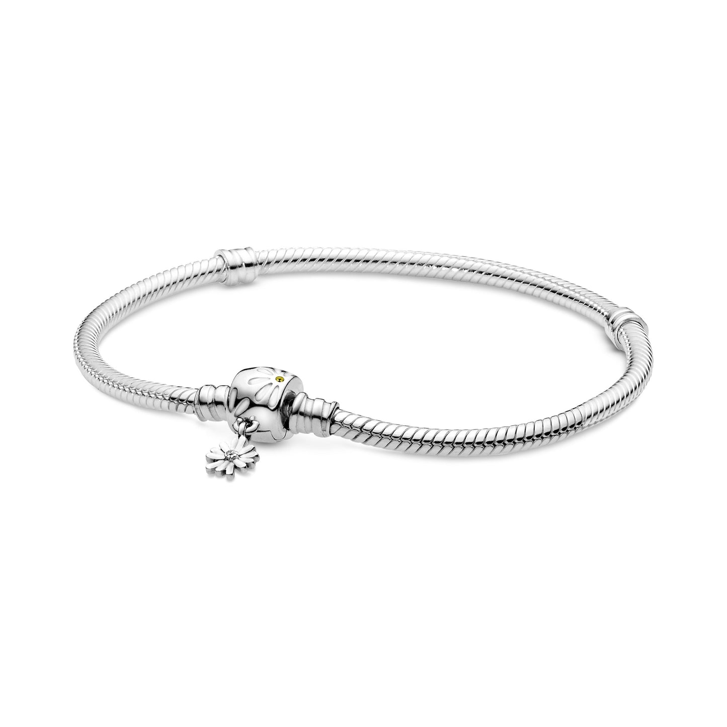 Pandora Moments Daisy Flower Clasp Snake Chain Bracelet Premium Fashion Jewelry Gift Collection