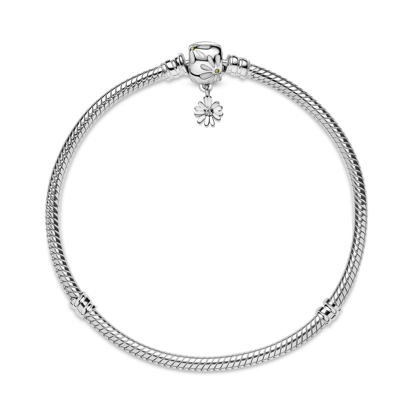 Pandora Moments Daisy Flower Clasp Snake Chain Bracelet Premium Fashion Jewelry Gift Collection