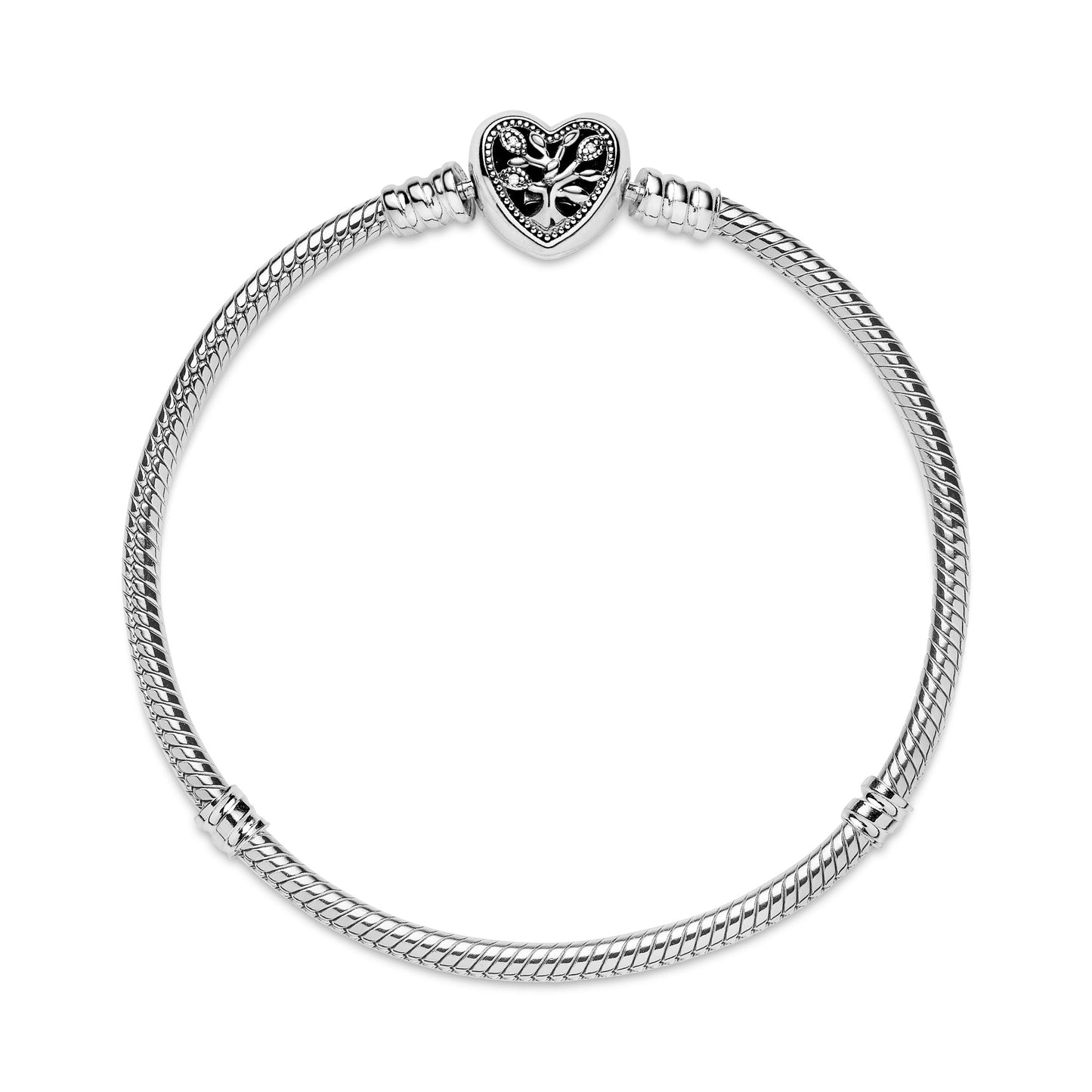 Pandora Moments Family Tree Heart Clasp Snake Chain Bracelet Premium Fashion Jewelry Gift Collection
