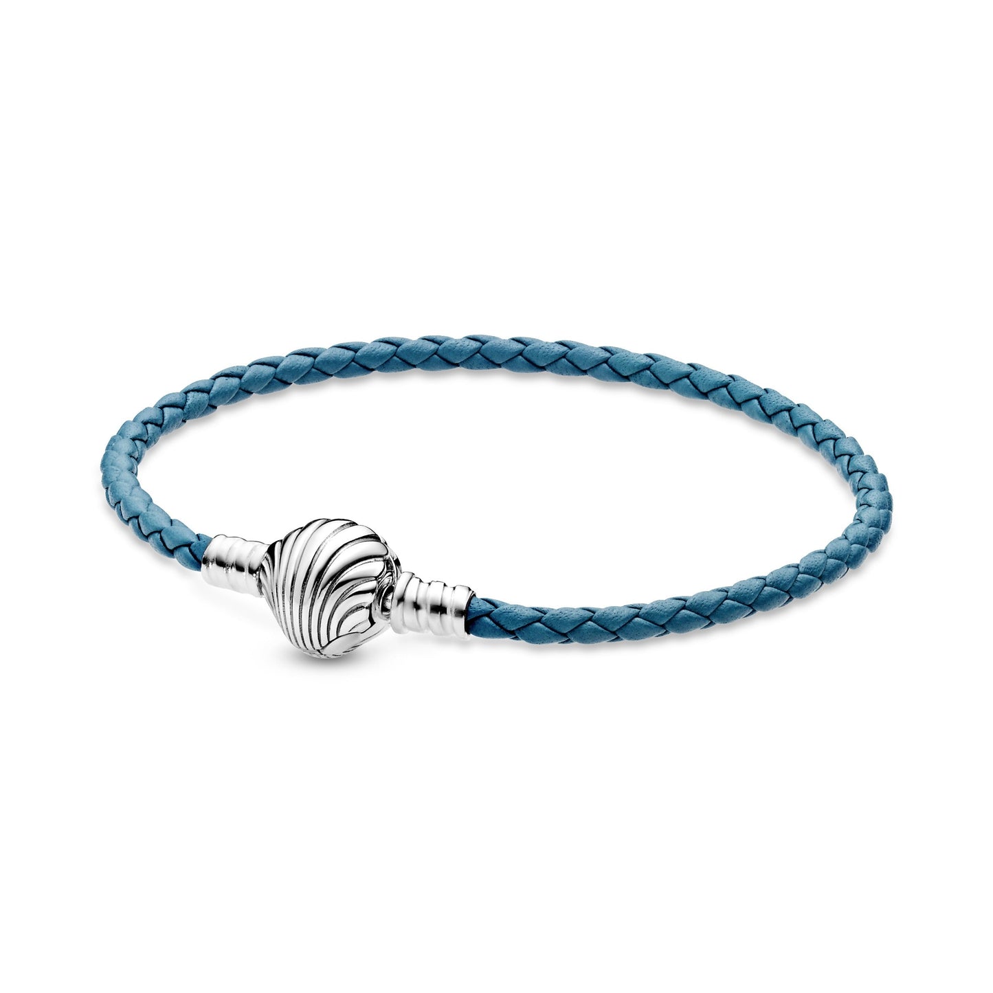 Pandora Moments Seashell Clasp Turquoise Braided Leather Bracelet Premium Fashion Jewelry Gift Collection