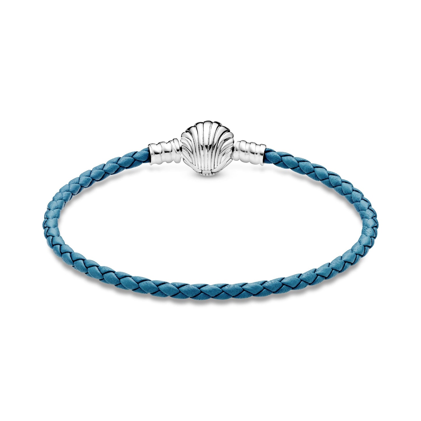 Pandora Moments Seashell Clasp Turquoise Braided Leather Bracelet Premium Fashion Jewelry Gift Collection
