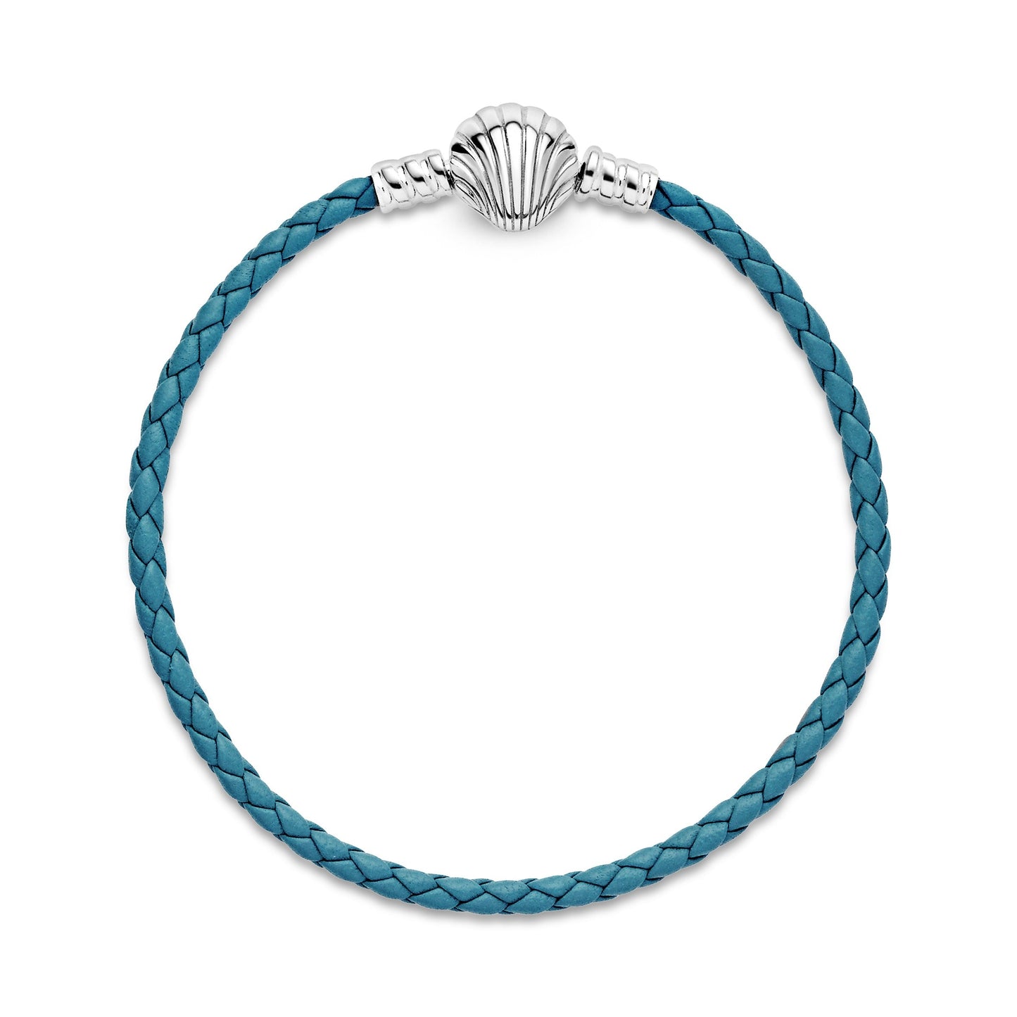 Pandora Moments Seashell Clasp Turquoise Braided Leather Bracelet Premium Fashion Jewelry Gift Collection