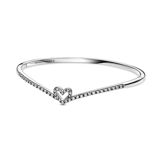 Sparkling Wishbone Heart Bangle Premium Fashion Jewelry Gift Collection
