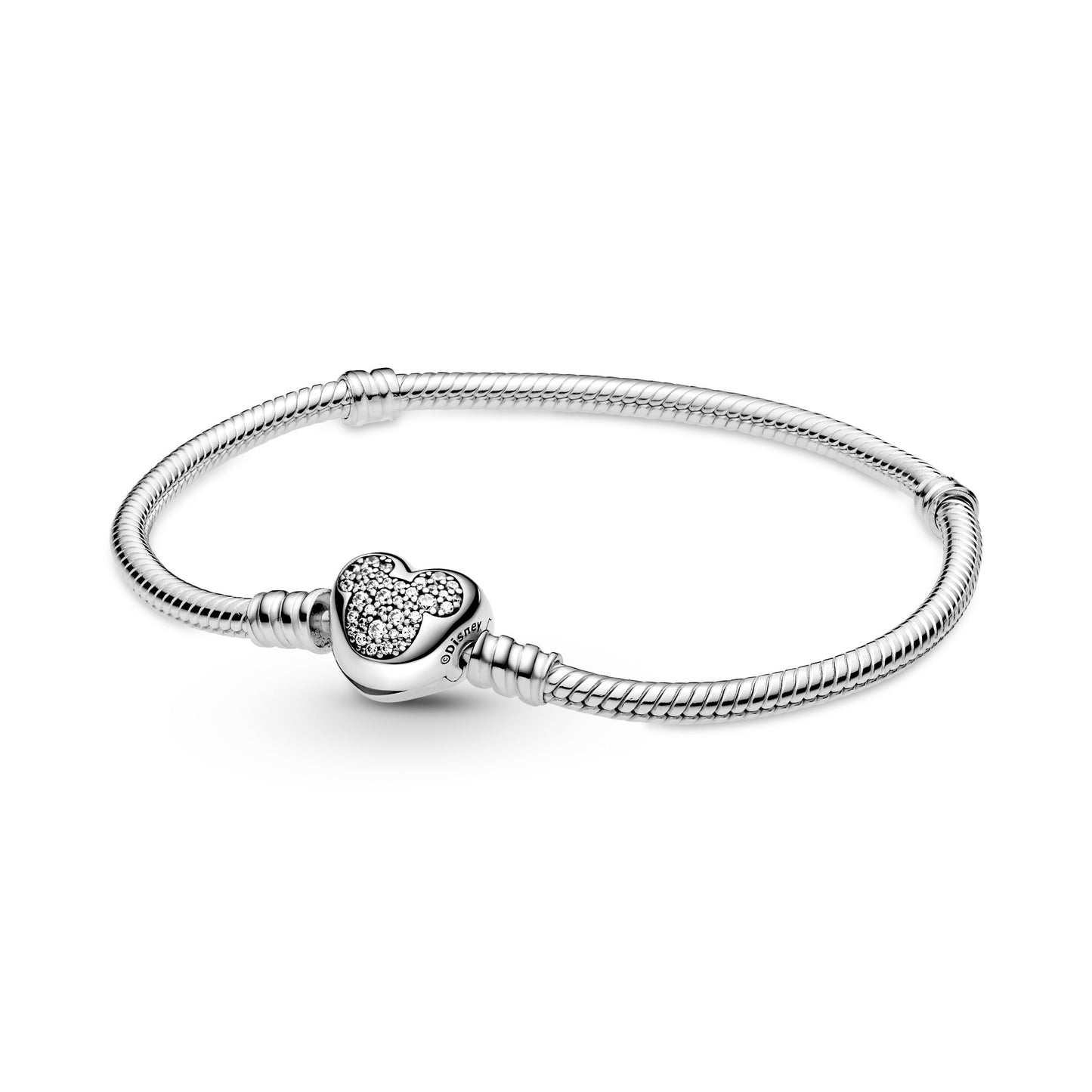 Disney Pandora Moments Mickey Mouse Heart Clasp Snake Chain Bracelet Premium Fashion Jewelry Gift Collection