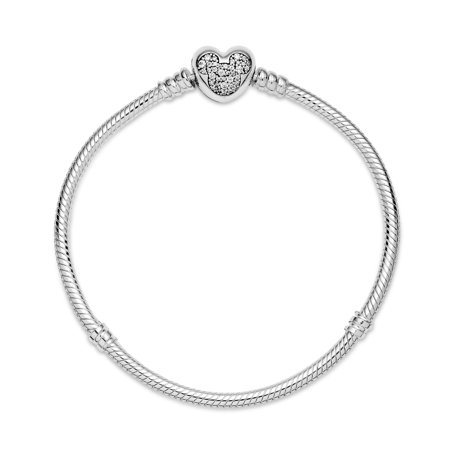 Disney Pandora Moments Mickey Mouse Heart Clasp Snake Chain Bracelet Premium Fashion Jewelry Gift Collection